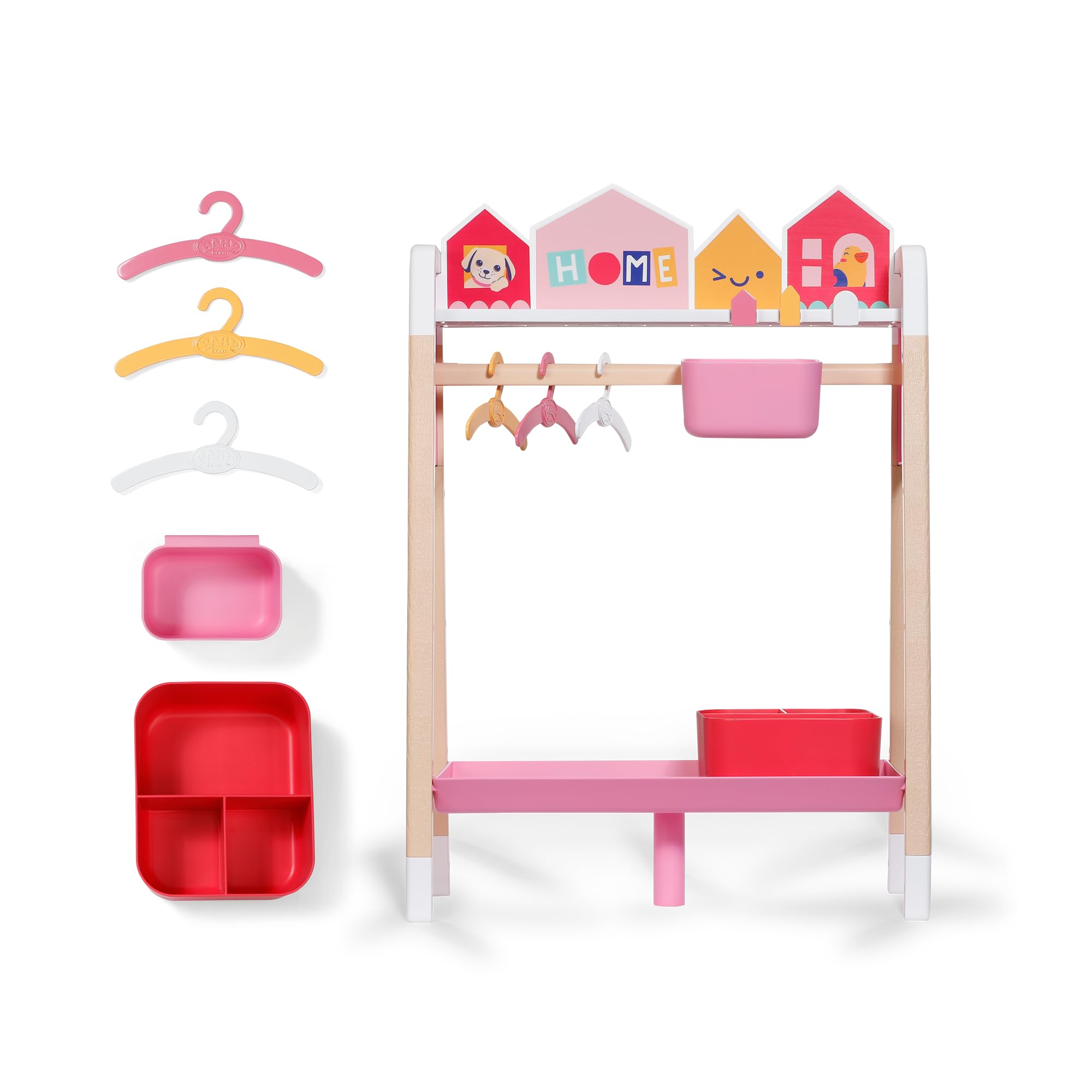 BABY born Clothes Rack with mirror, hangers & shelf – doll clothing rail with accessories for 36 cm & 43 cm dolls