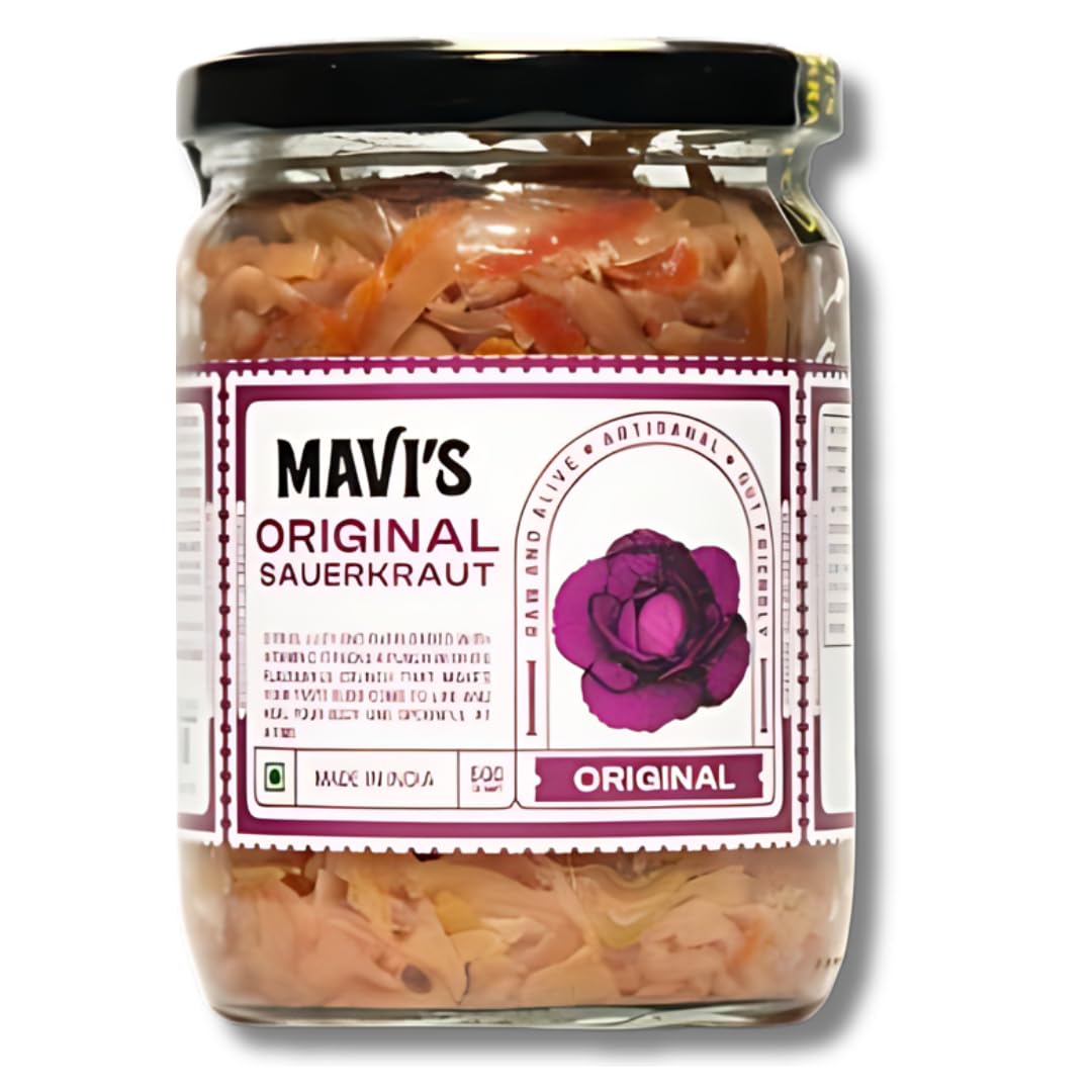 Sponsored Ad - MAVI's Original Sauerkraut| Organic Cabbage & Ingredients| Gut friendly | 100% Natural & Vegan| No Preservatives | No Artificial Flavour or Colour | 500g (Pack of 1)