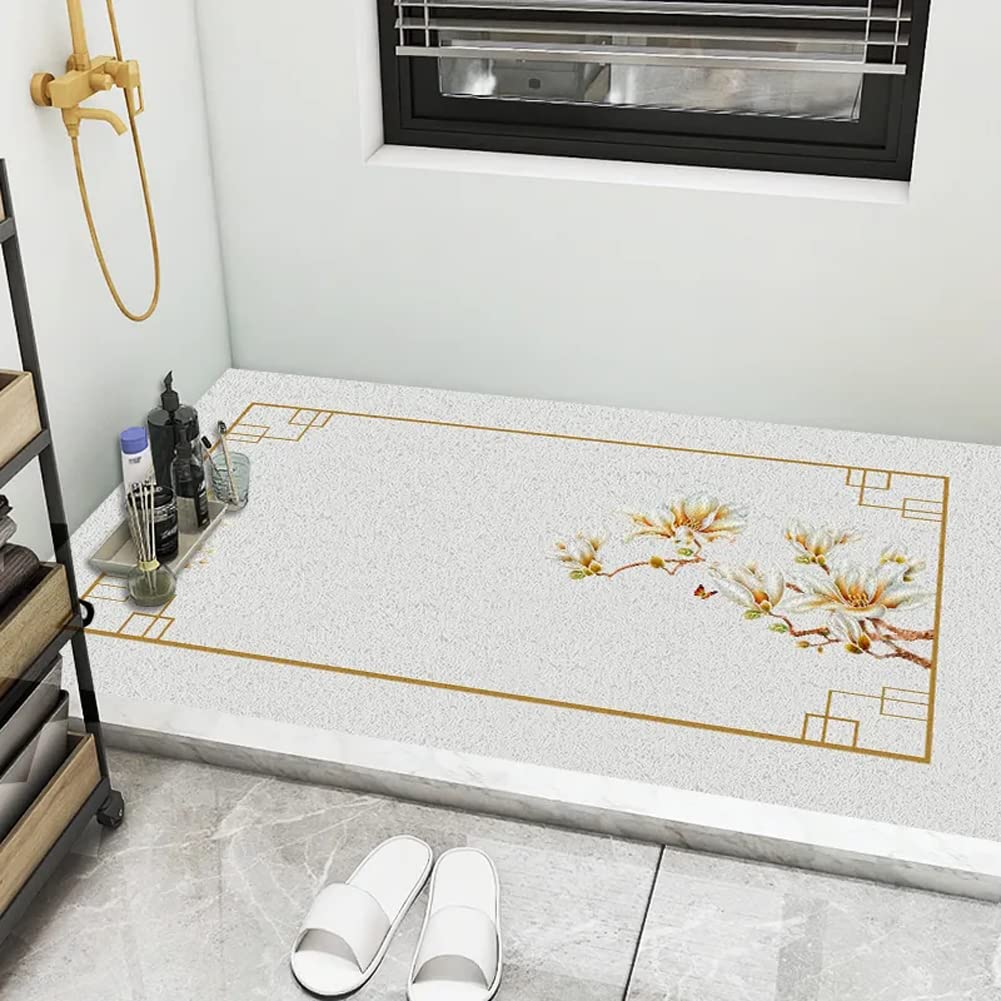 MOTT 50 Loofah mata łazienkowa z odpływem, miękka mata pod prysznic, do kabiny prysznicowej, antypoślizgowa mata pod prysznic, duża mata łazienkowa z PCW, zapobiegająca upadkowi dla zwierząt domowych,
