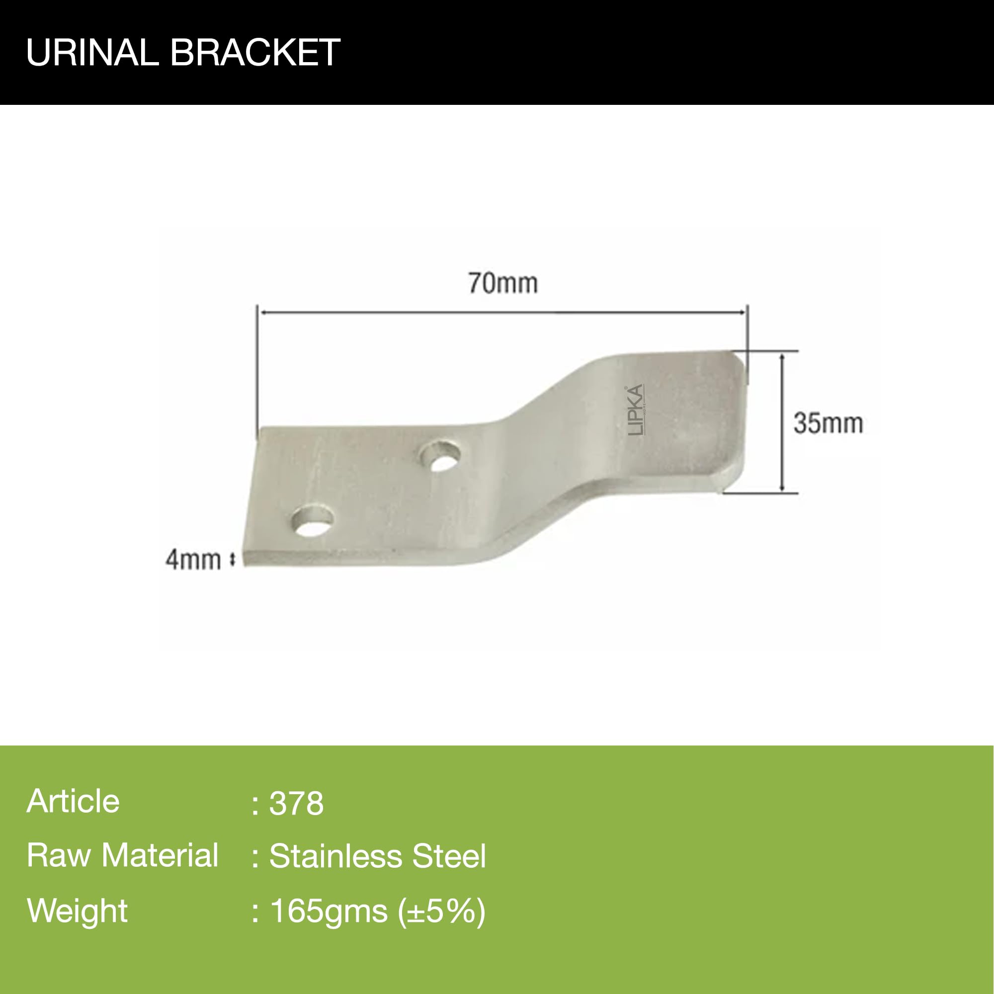 Lipka Urinal Bracket Pair/Heavy Stainless Steel Urinal Bracket with Screw and Grip/Suitable for Mounting Urinals from commercial restrooms to residential bathrooms Silver — Amazon image 2