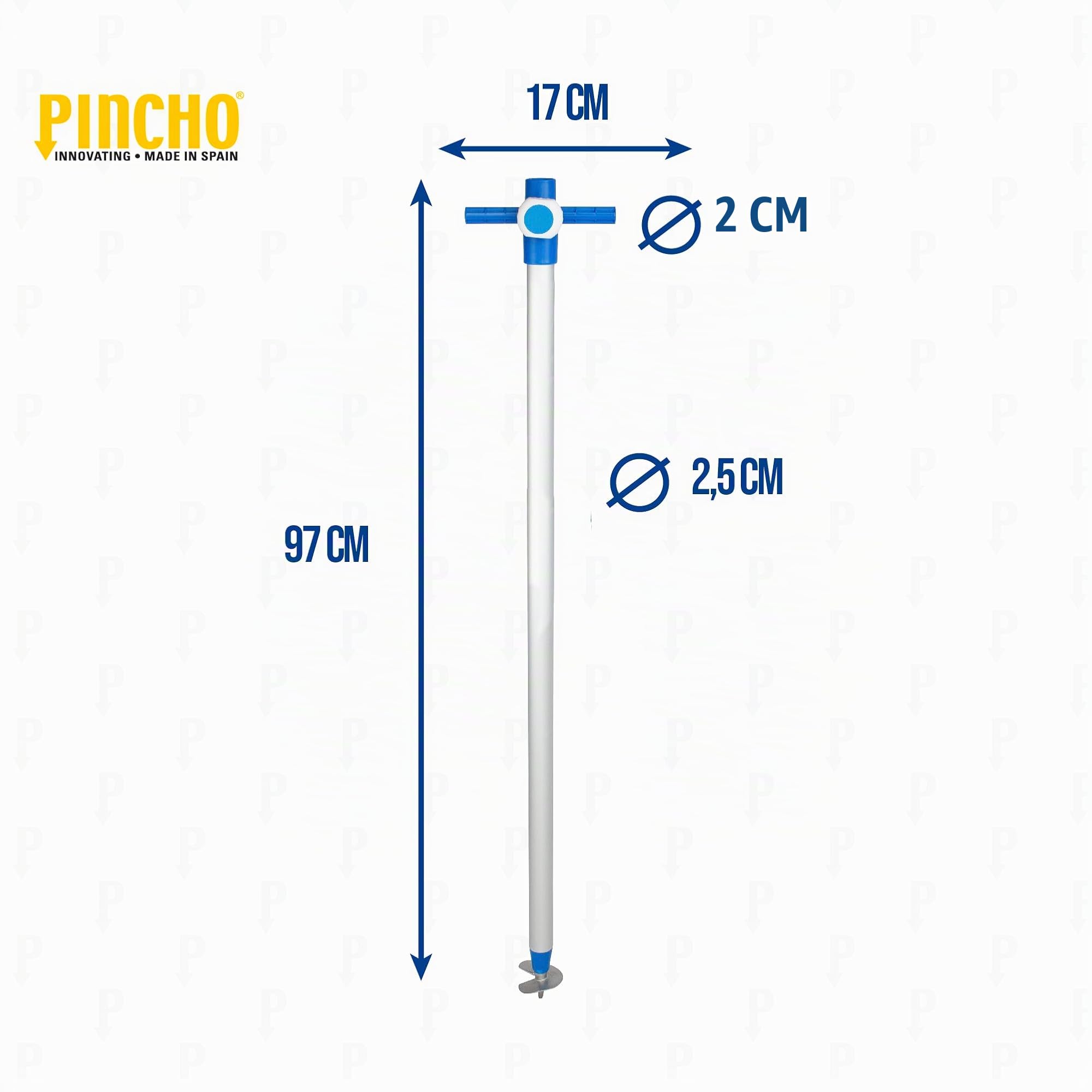 Pincho Support pour parasol de plage - Base de parasol en aluminium résistant - Fixation sûre pour tubes de Ø25 mm - Support réglable anti-vent - Fabriqué en Espagne