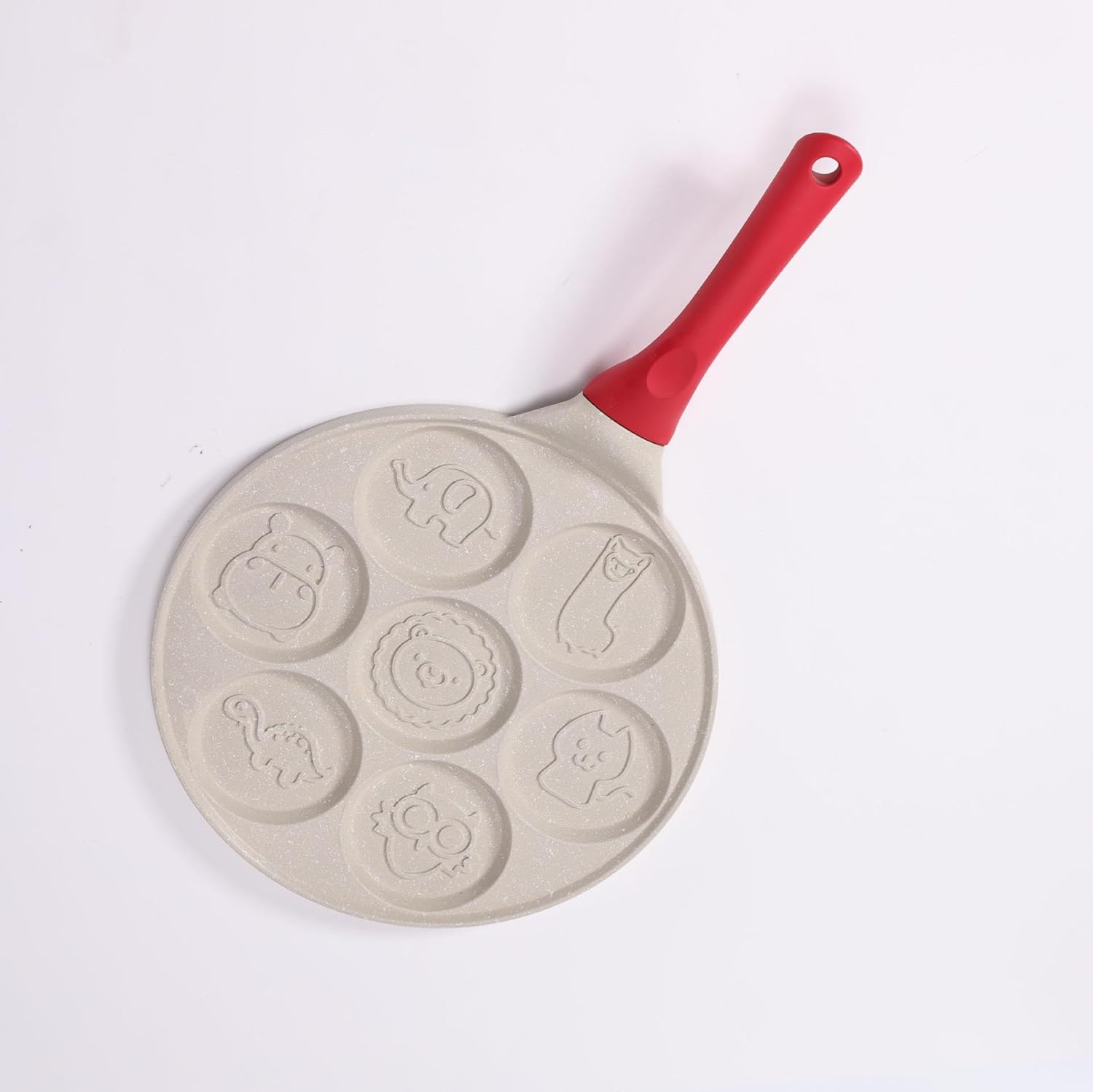 KeKee 7 Cup Nonstick Pancake Pan Griddle Dinosaur Animal Waffle Maker Mold Egg Omelet Crepe Pancake Frying Pan(7 Cup Black Pan)