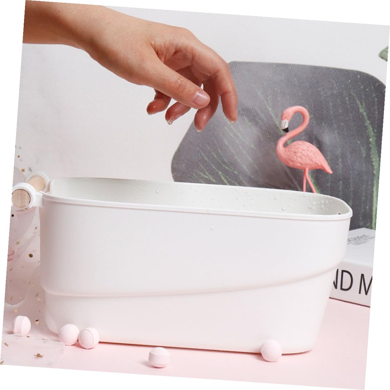 Homoyoyo Ciotola Per Ammollo Mani Manicure in Pp Riciclabile Bianca, Accessorio Salone Bellezza Per Cura Unghie Professionale e Uso Domestico