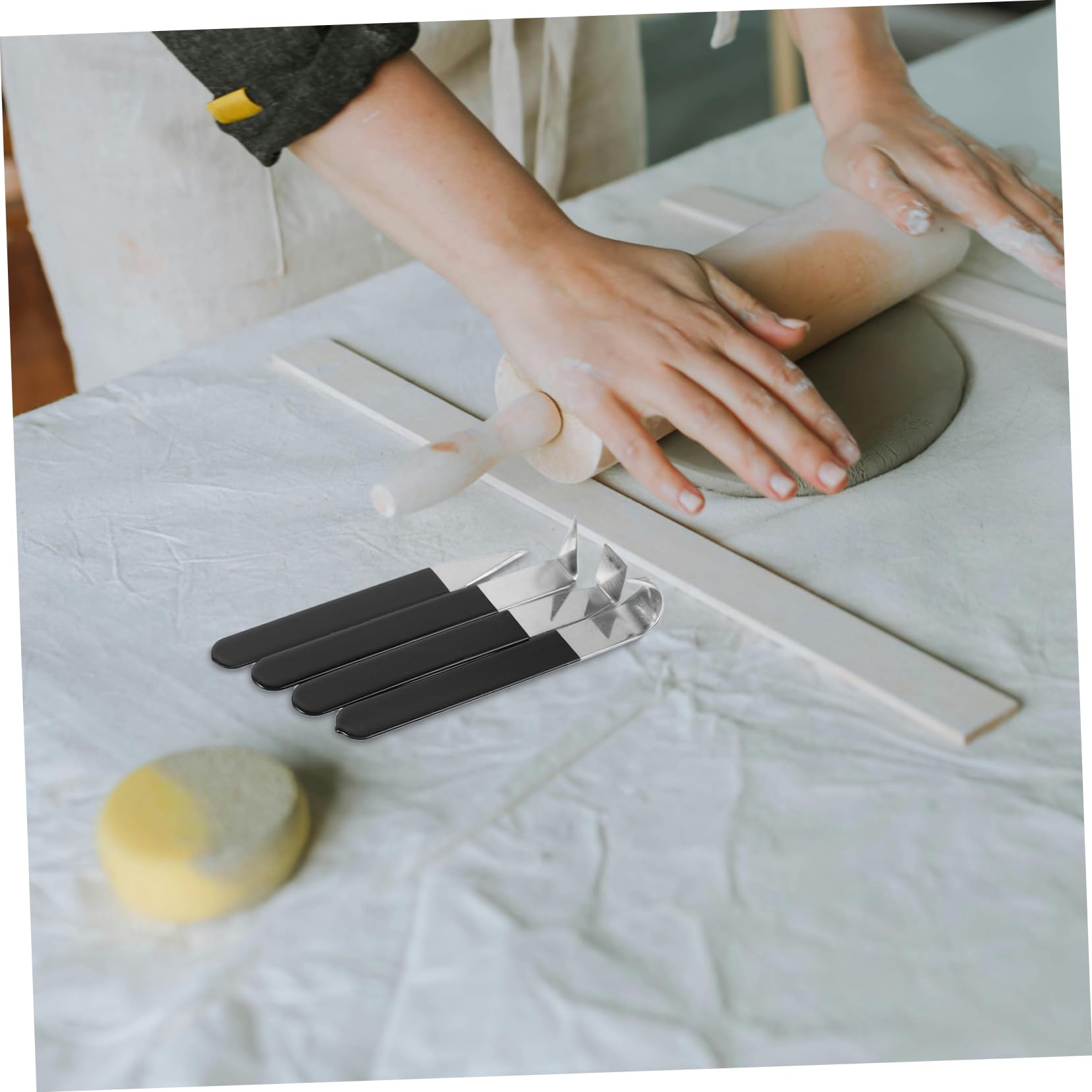 Housoutil 8pezzi Strumenti per Scultura in Ceramica Utensili Manuali in Acciaio Inox per Argilla Attrezzi per Rifinitura e Incisione Kit per Intaglio in Ceramica e Modellismo