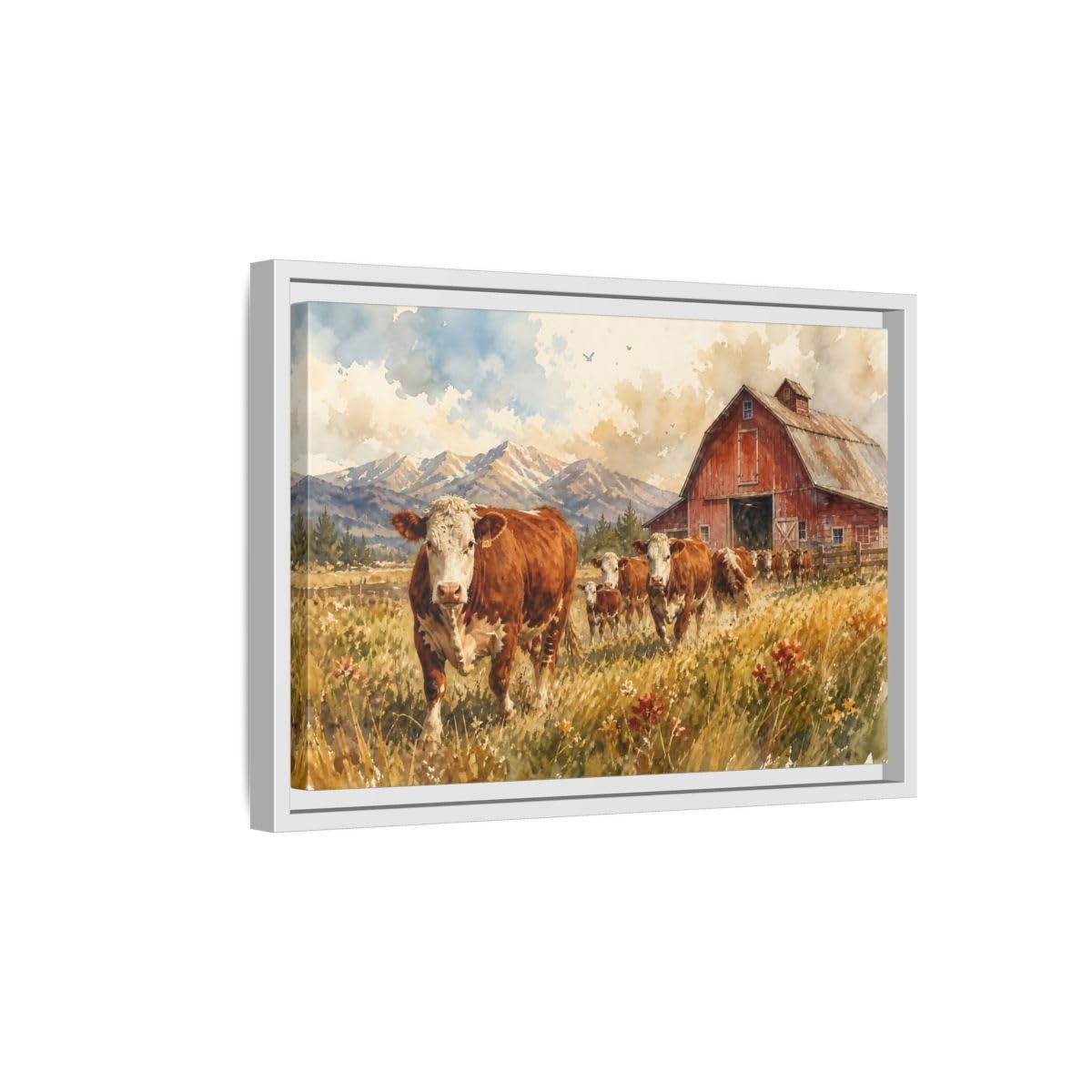 Tableau vache marron pour salon rustique moderne | Déco murale canapé - 8