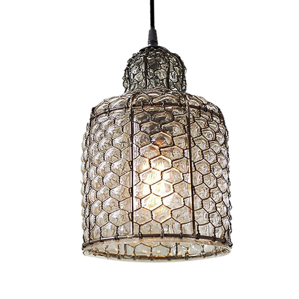 LYMSXAZOU Chandelier Pendant Light, Minimalist Iron Art Ceiling Creative Retro Glass Droplight for Living Room, Bedroom, Dining E27