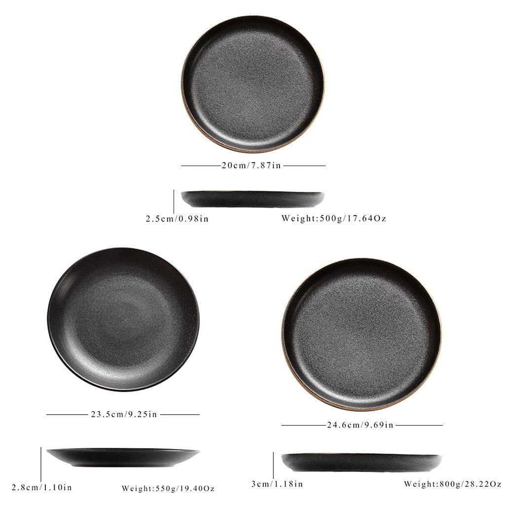 Assiettes Plates Plaques de dîner noir 10inch Cuisine Cuisine Plates de céramique for le dîner Salade de fruits et pâtes Restaurant Family Family Assiette (Color : B, Size : 10Inch)