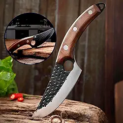 Faca Artesanal Damasco 6 28 Cm Cabo Madeira Bainha Churrasco Para Carne Personalizada Aço Inox Rústica Utensílio Cozinha Acampamento Pesca Caça Culinária Fruta Legume Antiaderente Anatômica PROPIUS