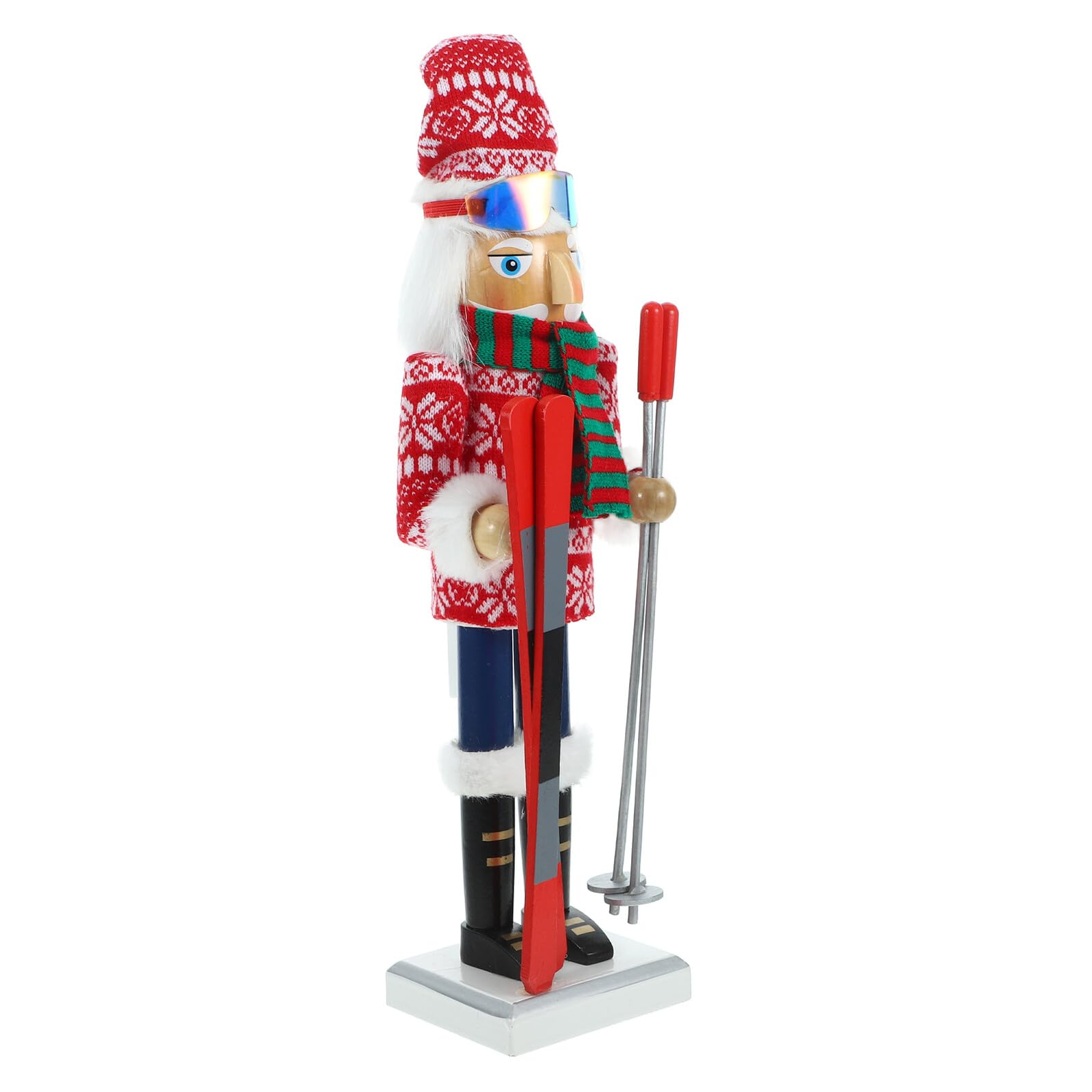 Casse-Noisette en bois 38 cm figurine de Noël garçon au ski pour table