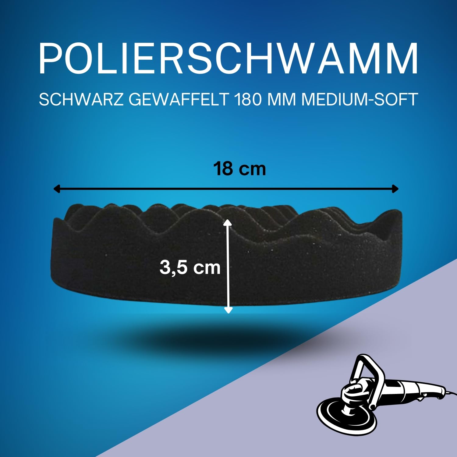 Set di 10 spugne per lucidatura, 180 mm, con velcro, in diversi gradi di durezza e dimensioni
