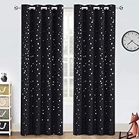 Vista 24 de PrinceDeco Cortinas Opacas para Niños para Dormitorio con Aislamiento Térmico Cortinas de Estrellas Centelleantes de Bronce para Niños con Ojales
