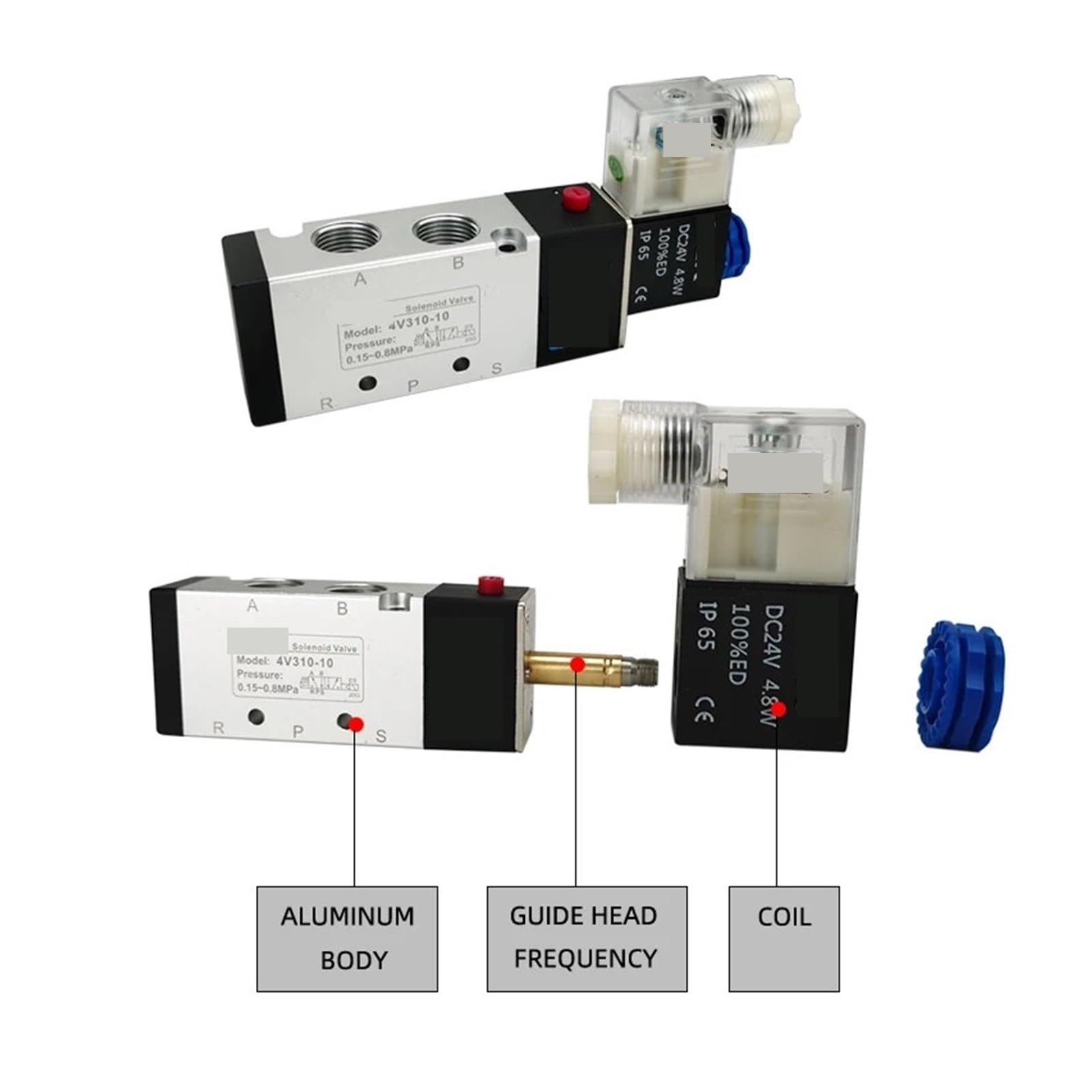 Válvula solenoide eléctrica de plástico, Válvula solenoide neumática 4V310-10 de 5 vías y 2 Posiciones, Control de Aire y Gas, válvula magnética(Ac220v,4mm Fittings)