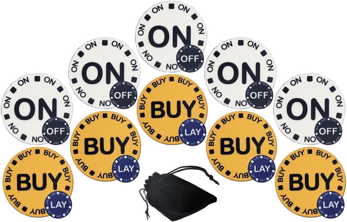 Cyber-Deals Craps On/Off and Buy/Lay 2-Sided Ceramic 1.5" Chip-Size Lammer Buttons Sets