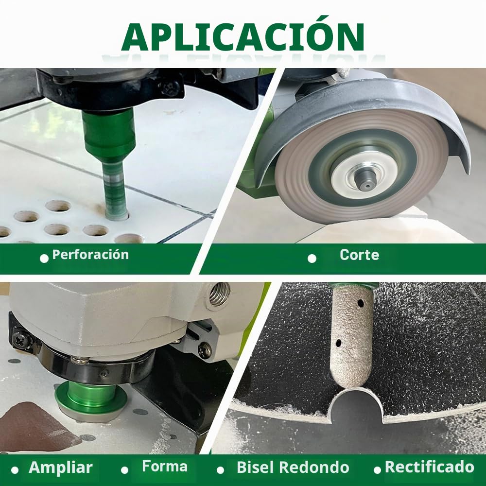 Brocas Diamante Porcelanico Kit 11 Piezas - 6/6/8/25/35/50/68mm Brocas, 10mm Fresa, 50mm Broca Chaflan, 115mm Disco Diamante, Adaptador para Azulejo de Cerámica Porcelana Mármol Granito