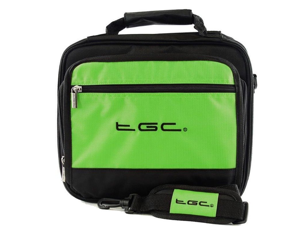 TGC Twin Compartment Case Bag for The FUNAVO 9.5" Portable DVD Player (Green & Black)