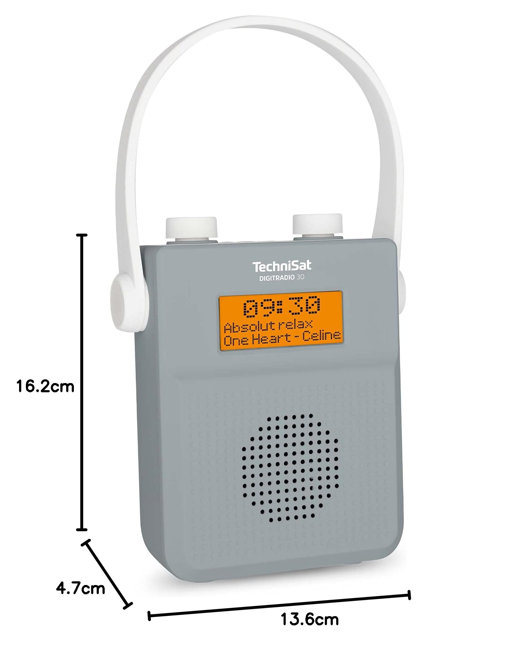 TechniSat DIGITRADIO 30 - wasserdichtes DAB+ Duschradio (UKW, DAB Digitalradio, integrierter Akku, Bluetooth, wasserdicht nach IPX5, Wecker, Favoritenspeicher, Kopfhörer-Anschluss) grau