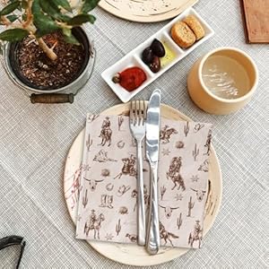 Western Cowboy Paper Napkin Brown Wild West Rodeo Disposable Luncheon Napkins Dessert Dinner Hand Napkin For Birthday Baby Shower 50Pcs