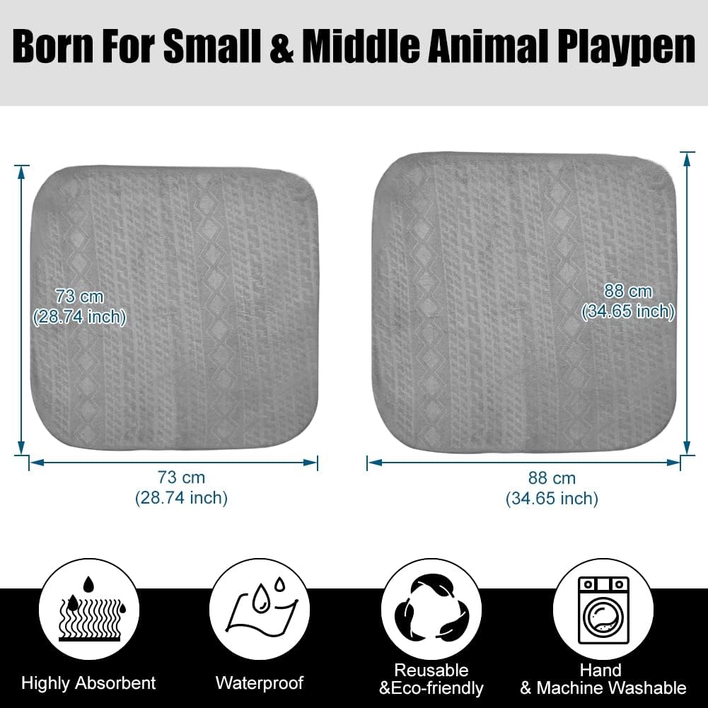 XhuangTech Washable Pee Pads for Dogs with Fast Absorbent Waterproof Dog Mat,Puppy Playpen Mat 28.7"x28.7" Waterproof Reusable Dog Pads Whelping Pads for Pet Playpen/Kennel/Crate