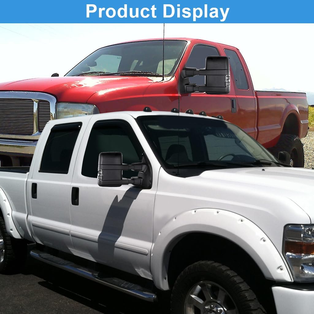 ROADFAR Towing Mirror Compatible with 2008-2016 For Ford For F-250 For F-350 for F450 for F550 Super Duty Truck Tow Mirror With Left Side Manual Control Without Heated Turn Signal Light Black Housing