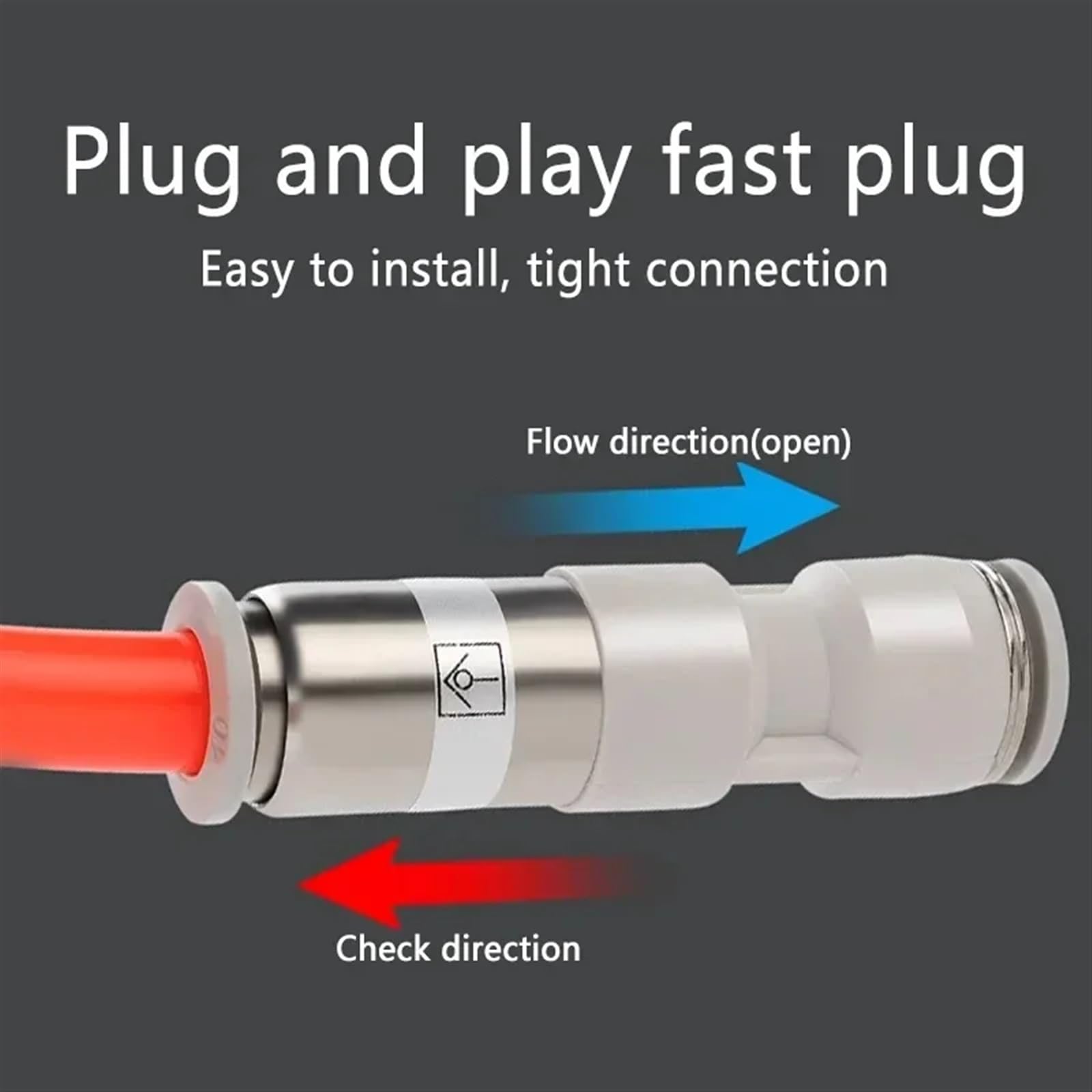 10 Uds válvula de retención de Aire neumática válvula antirretorno Manguera Tubo de Gas Conector rápido 4 6 8 10 12MM mamparo Recto(SPU-8)