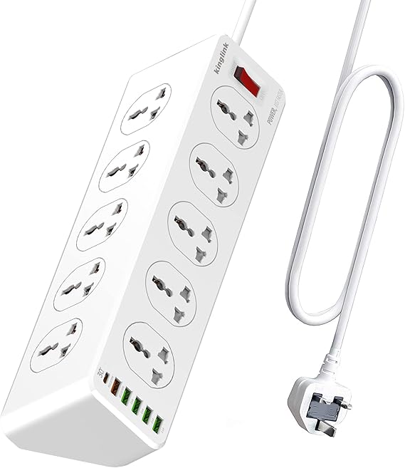 10 Way Extension Lead with USB Slots, 10 Gang Power Strip with 6USB(1