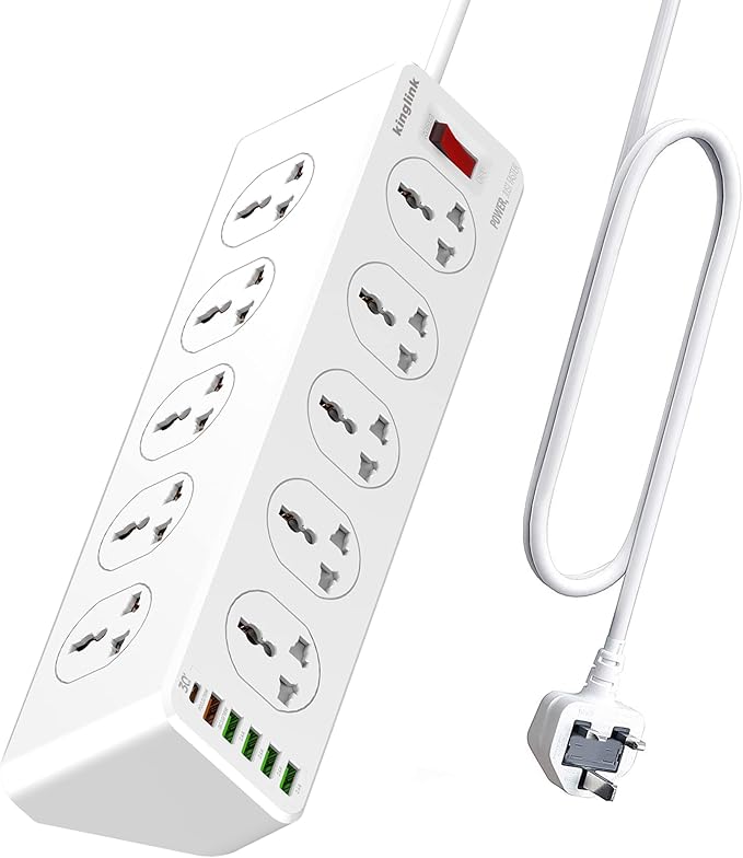 10 Way Extension Lead with USB Slots, 10 Gang Power Strip with 6USB(1
