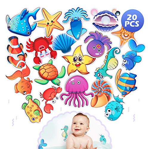 PGFUN 20PCS Marine Organism Stickers Tub Tattoos Sea Animal Decals Treads Adhesive Appliques