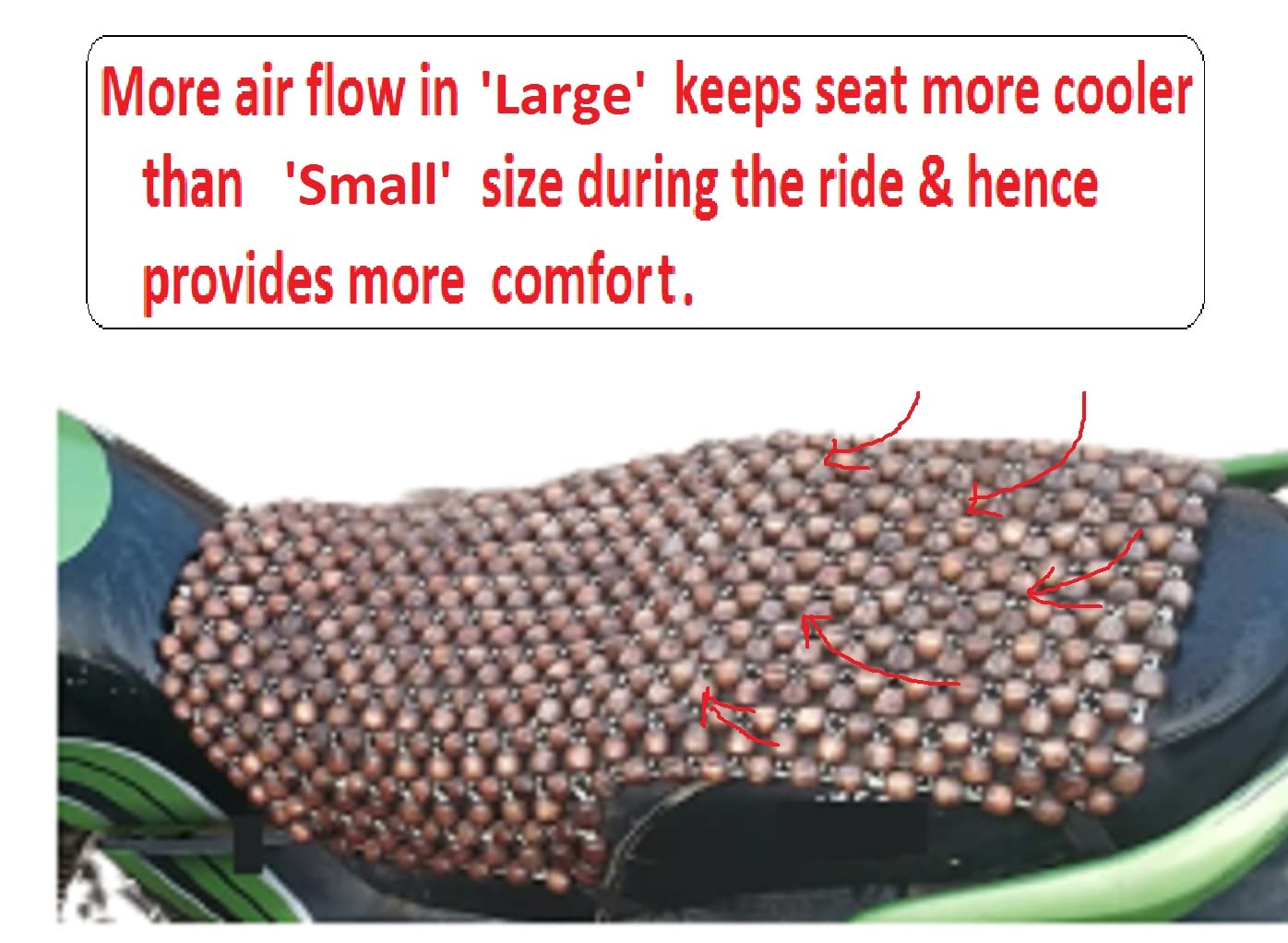 Q1 Beads BLCoffee Acupuncture Wooden Beads Bike Seat Cover Supports Sit Bones, Tailbone, and Buttock Muscles - Massager for Long Drives Air Cushion/Seat pad for All Bike- Pack of 1 (for Bike only) - Image 3 thumbnail
