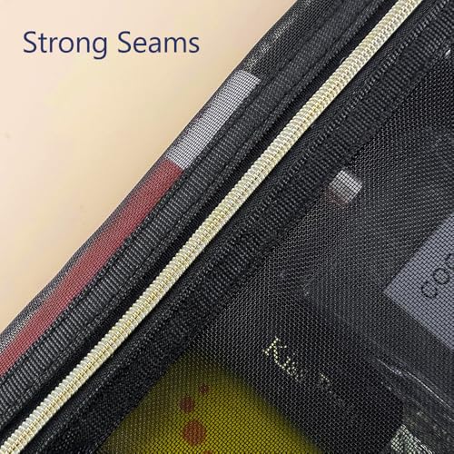 Mesh Cosmetic Bags with Zipper and Handle, Breathable Organization Pouch Pocket for Travel Purse Makeup Toiletry Office Home to Storage Items, 3pcs Black Assorted Sizes 9x8 8x6 6x4 inch3