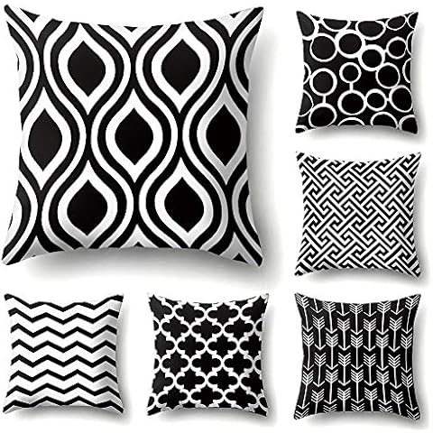 JOTOM Modern Simple Geometric Super Soft Throw Pillow Case Covers for Couch Sofa Bed Outdoor Pillowcase Cushion Covers Home Decorative 45X45cm,Set of 6 (Black and White Pattern) Cover