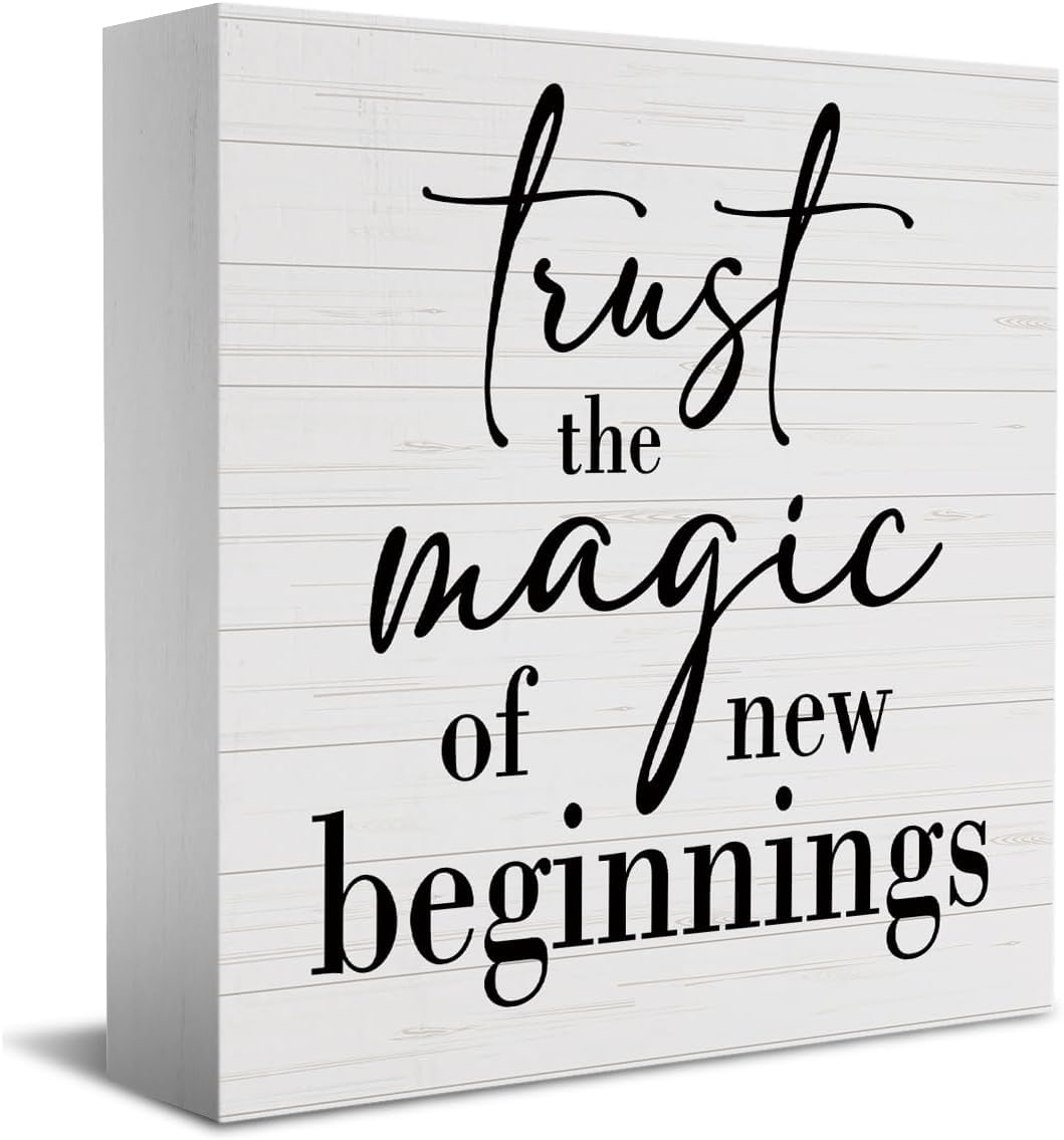 7x7 Inch Rustic Box Sign Trust the Magic of New Beginnings