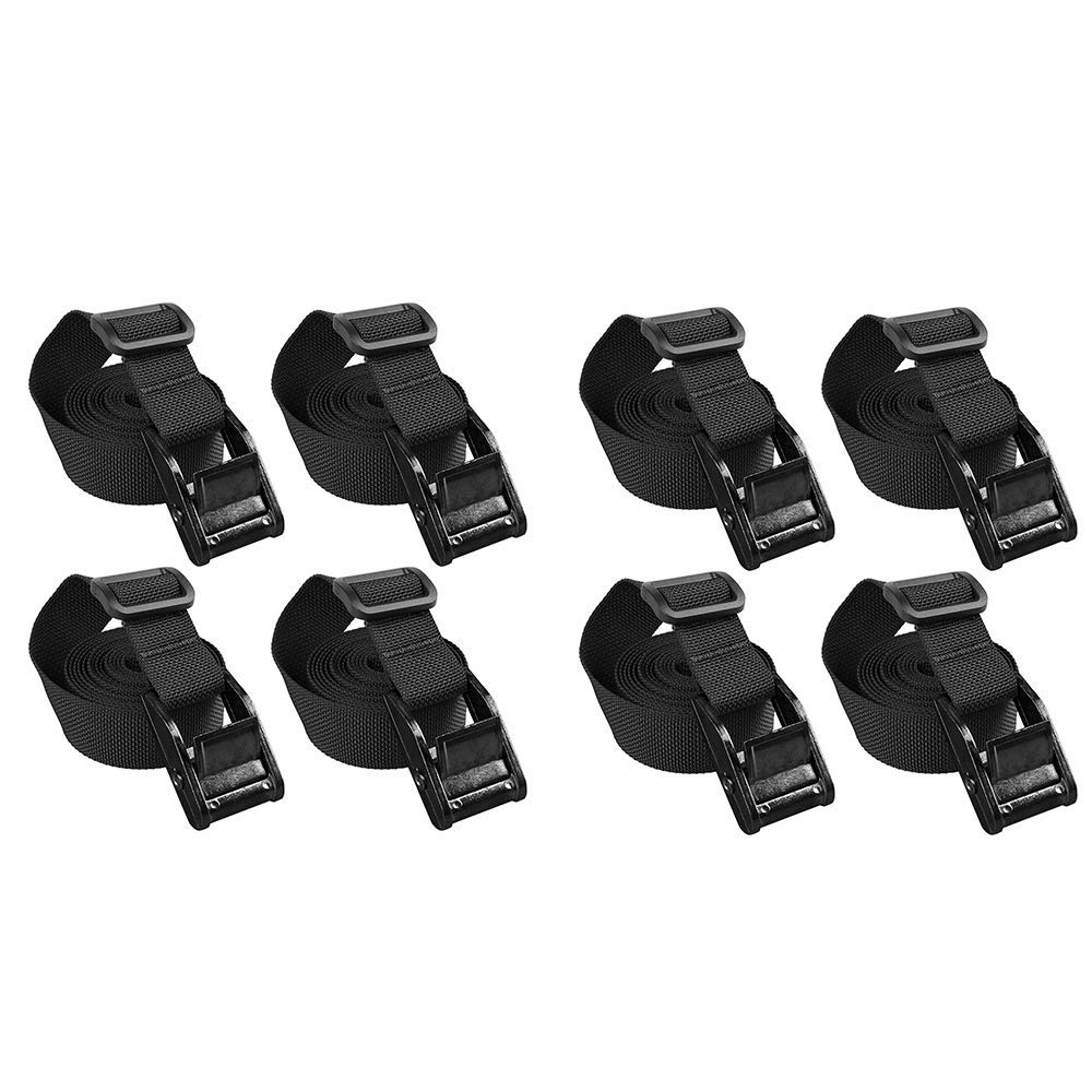 MAGARROW Sturdy Lashing Straps Tie Down Strap with Cam Lock Buckle, Pack of 8 (6.5 Feet, Black Buckle/Black Strap)