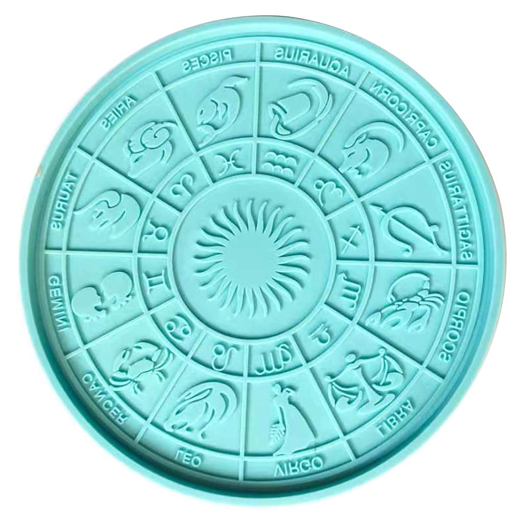 ShiftX4 Round Twelve Constellation Divination Tray Epoxy Resin Mold Table Decoration Astrology Board DIY Crafts Silicone Mould