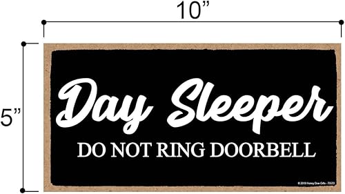 Miniatura 2 de Honey Dew Gifts Day Sleeper Do Not Ring Doorbell - Letreros colgantes de puerta de 5 x 10 pulgadas, arte de pared, letrero decorativo de madera para