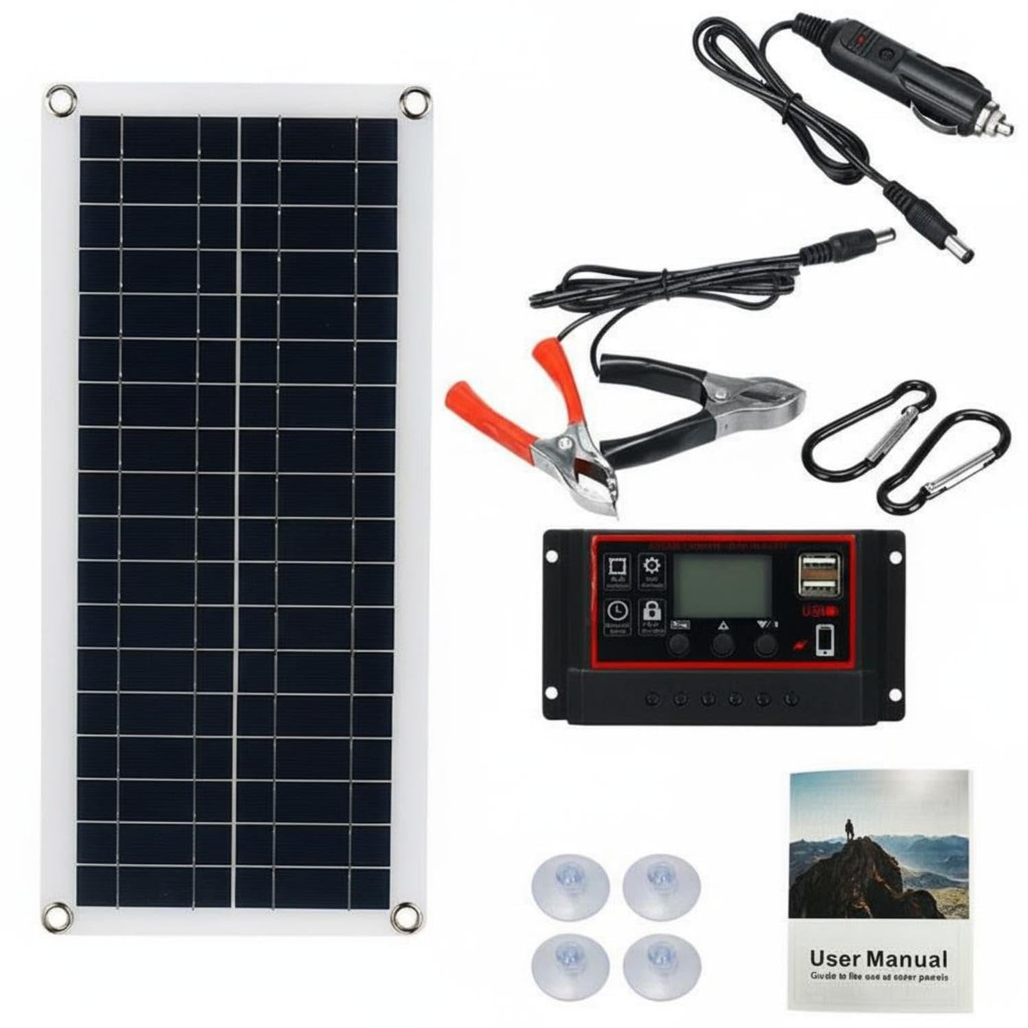 Lightweight 10W Solar Panel Charger Built-in Smart Charge Controller 12V Solar Charging Kit Overcharge Protection Water Resistant for Campers, Boaters, Camping, Boating, 10A Controller-image-17