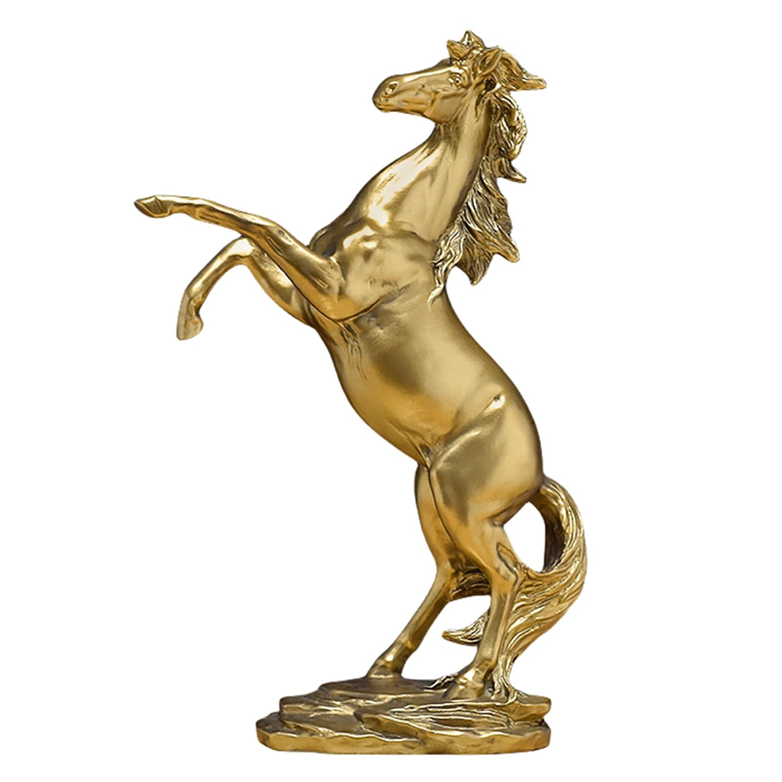Zyqixluk Gold Horse Decor Animal Statues 12 Inch Standing Horse Resin Statue For Home Decor Modern Art Sculpture,Home Office Decoration Tabletop Decor Ornaments,