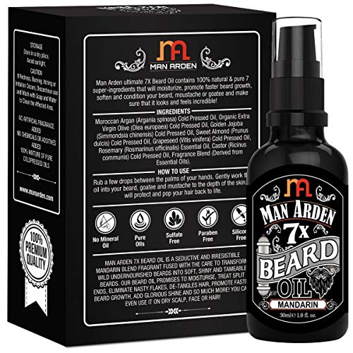Image of Man Arden 7X Beard Oil 30ml (Mandarin) - 7 Premium Oils Supports Beard Growth & Nourishment