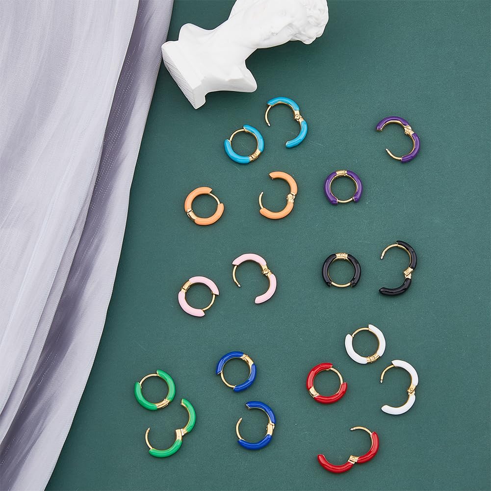 DICOSMETIC Emaille Creolen Edelstahl Huggie Creolen Böhmen Emaillierte Kleine Mini Runde Kreis Charm Statement Ohrring Für Frauen Mädchen Schmuck