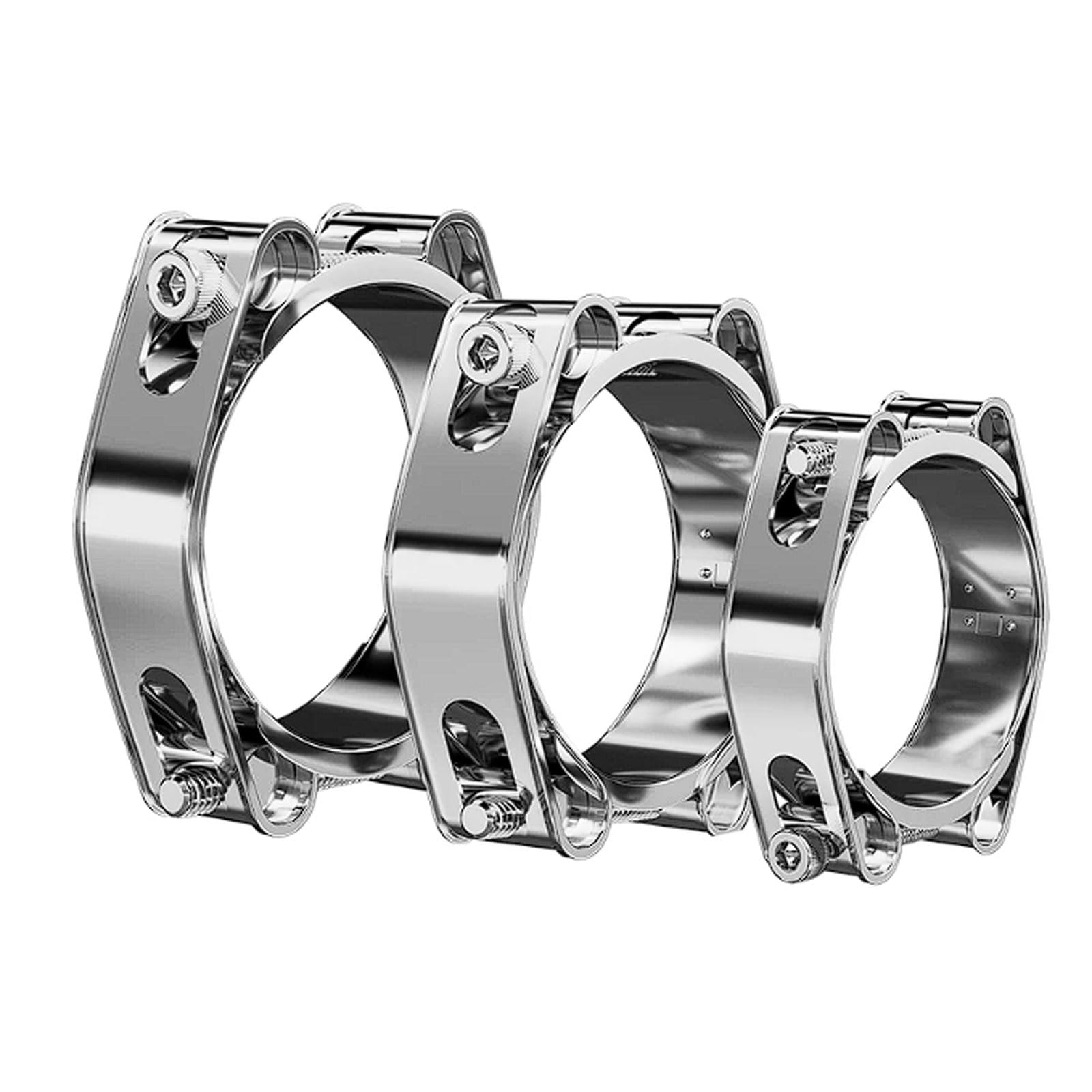 Esmen Uae One Color 304 Stainless Steel Double-Ended Hose Clamps, 3-Pack European Style Pipe Clamps Heavy-Duty Couplings, Double-Layer Thickened Tube Fittings(75-85Mm)