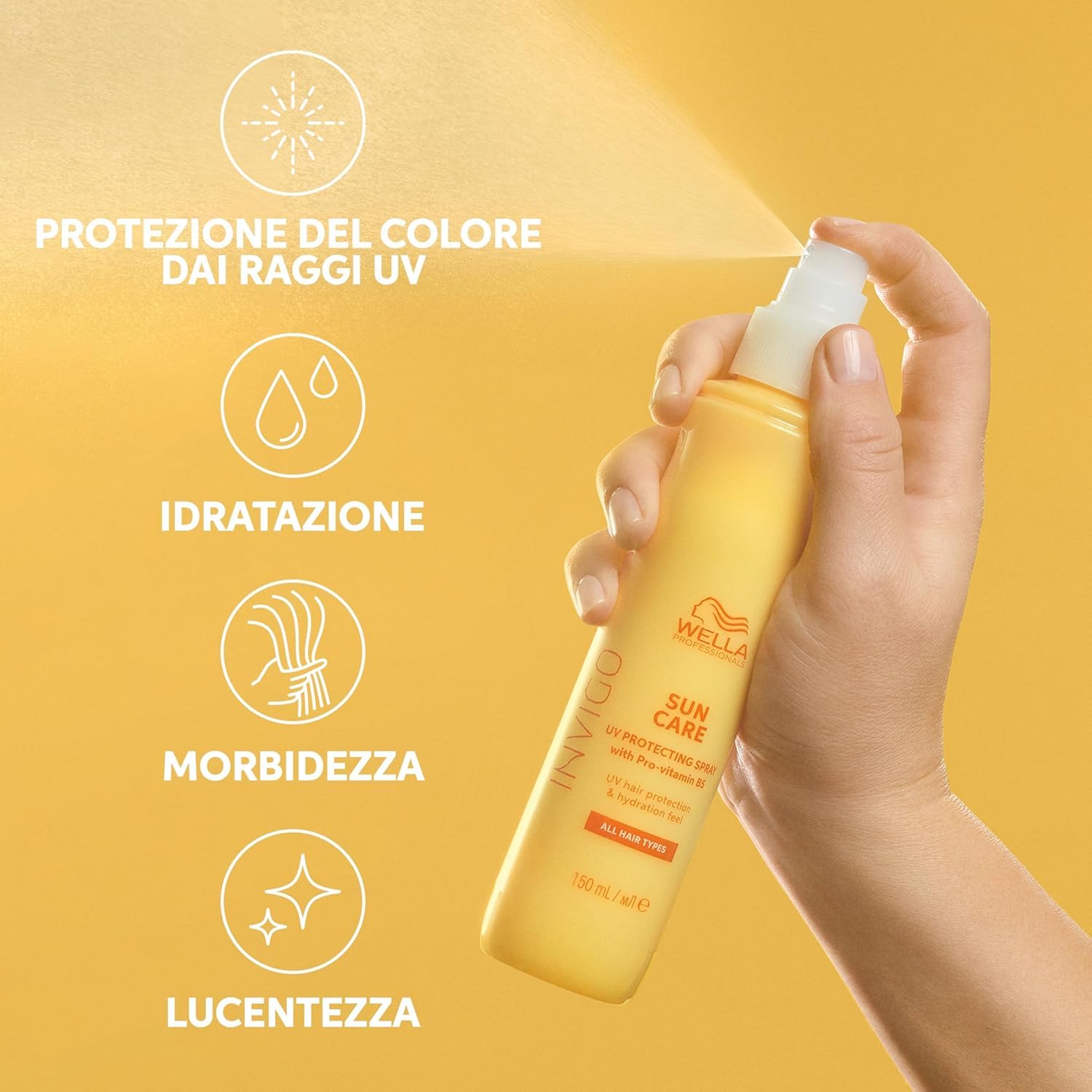 Wella Professionals INVIGO SUN CARE Balsamo Riparatore 200 ml & After Sun Cleansing Shampoo 300 ml & UV Hair Color Protection Spray 150 ml - Con Pro-Vitamina B5, Protezione UV, Fragranza Fruttata e Fl