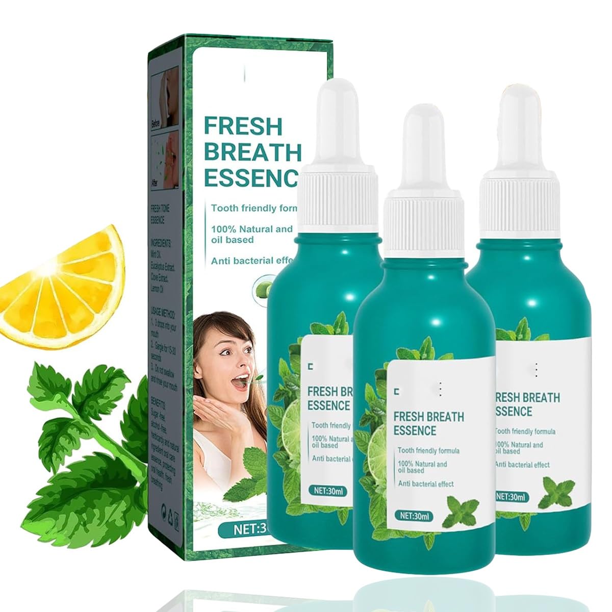 Breath Freshener,Fresh Breath Essence,Breath Freshening Drops for Adults,Mouth Freshener Oral Care Health for Mouth,Mouthwash Peppermint Mouth Freshener For Travel