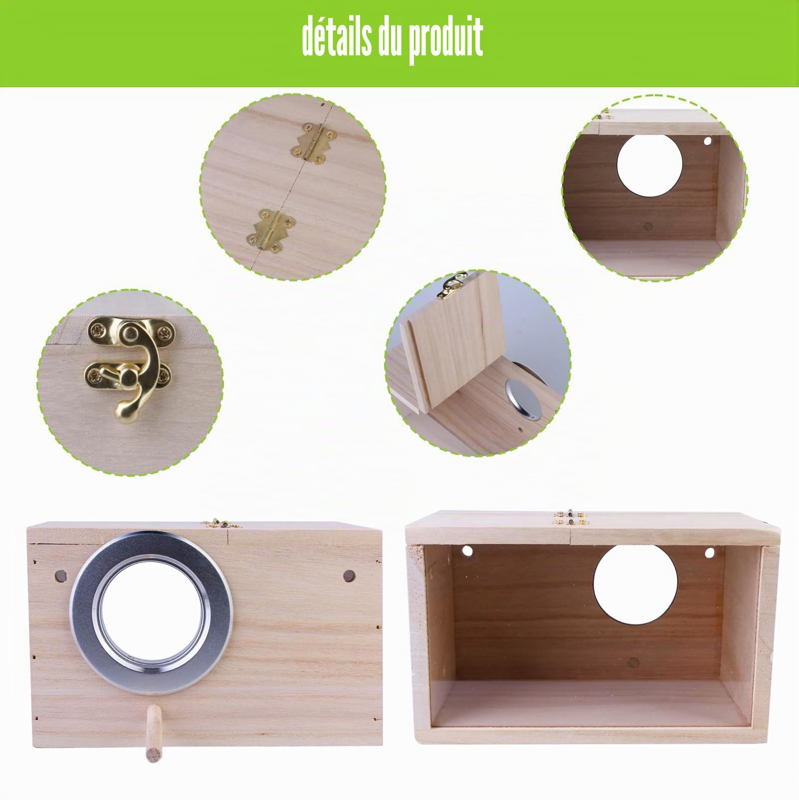 Nizirioo Nichoir transparent pour perruches, perruches, perruches, perroquets, 12 x 12 x 19,5 cm
