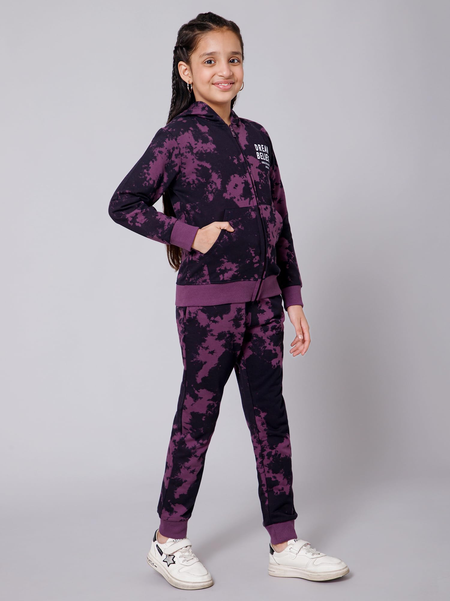 Alan Jones Clothing Girls Patterned Tracksuit Set (Purple_15-16 Years),Jogging Suit 1