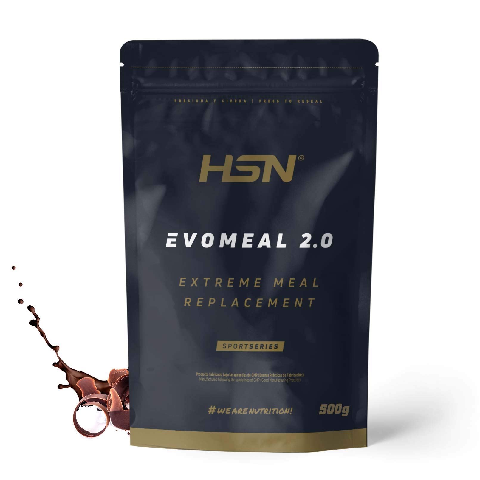 HSN Sustitutivo de Comidas Evomeal 2.0 | Chocolate 500g | Proteína Whey + Harina de Arroz + Vitaminas + Minerales + Omega 3 y 6 | No Contiene Dosificador | No-​GMO, Sin Gluten y Vegetariano