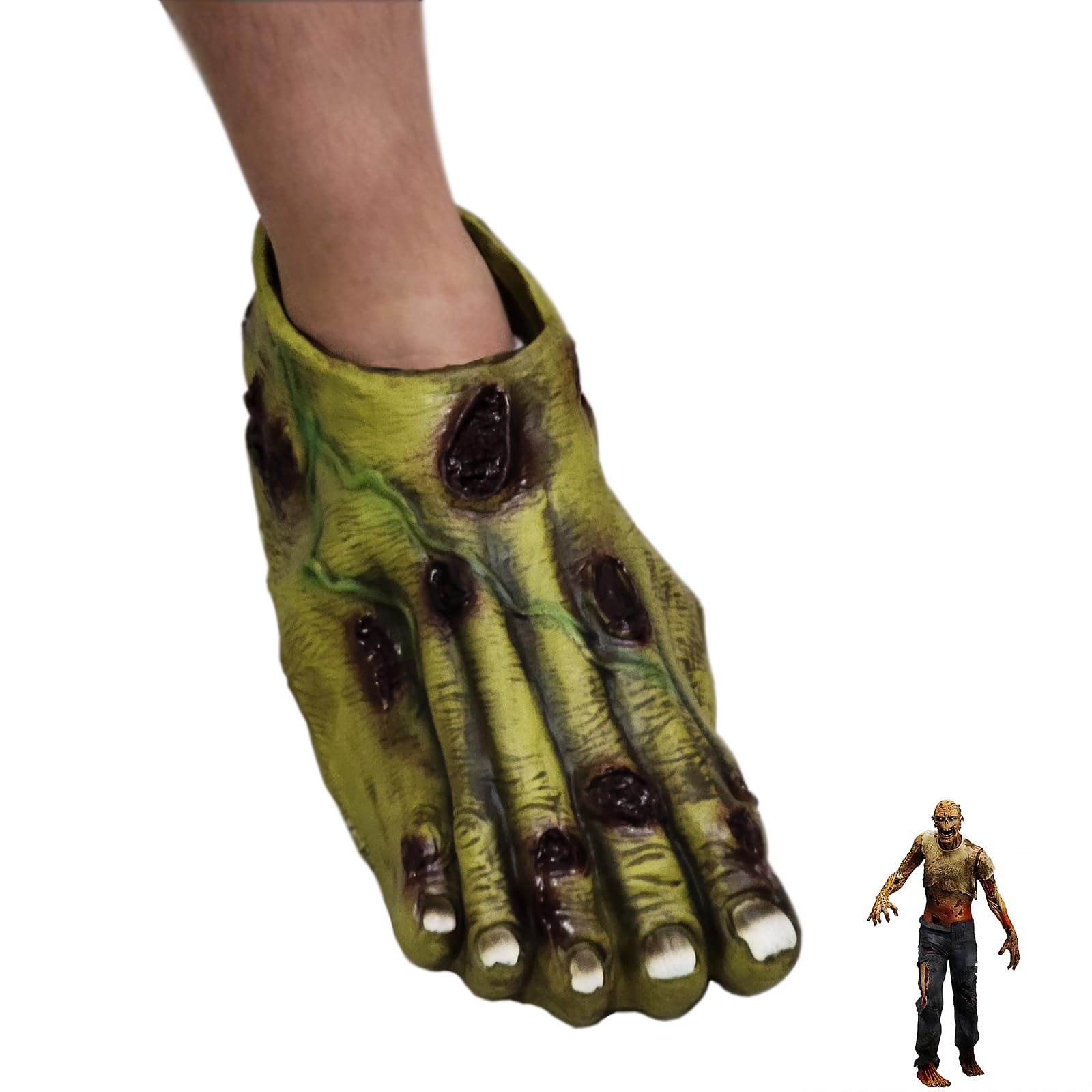 Young Wolf Pair of Adult Zombie Ghoulish Flesh Zombie Latex Feet for Halloween Party and Cosplay, Yellow - Image 4