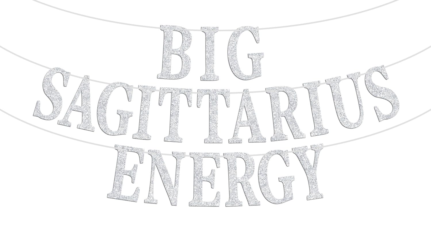 „Party Like A Sagittarius“ Banner – Silber Glitzer, Ca. 8,1 M, Für Schützen-Geburtstag