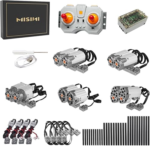 MISINI - Juego de 50 funciones de potencia Technik, incluyendo kit de motores XLLMservomotores (cruz del eje), control remoto de velocidad