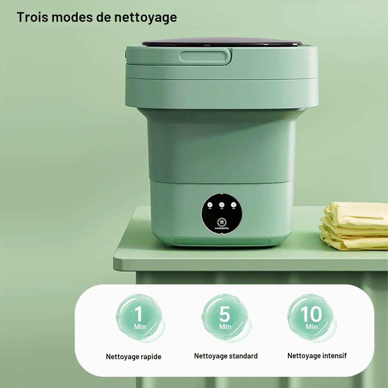 TOPINCN Mini Petite Machine à Laver Portable Pliable, 100-240 V pour Appartement Complet, Petit Lave-Linge Pliable Automatique pour Dortoir (Vert)