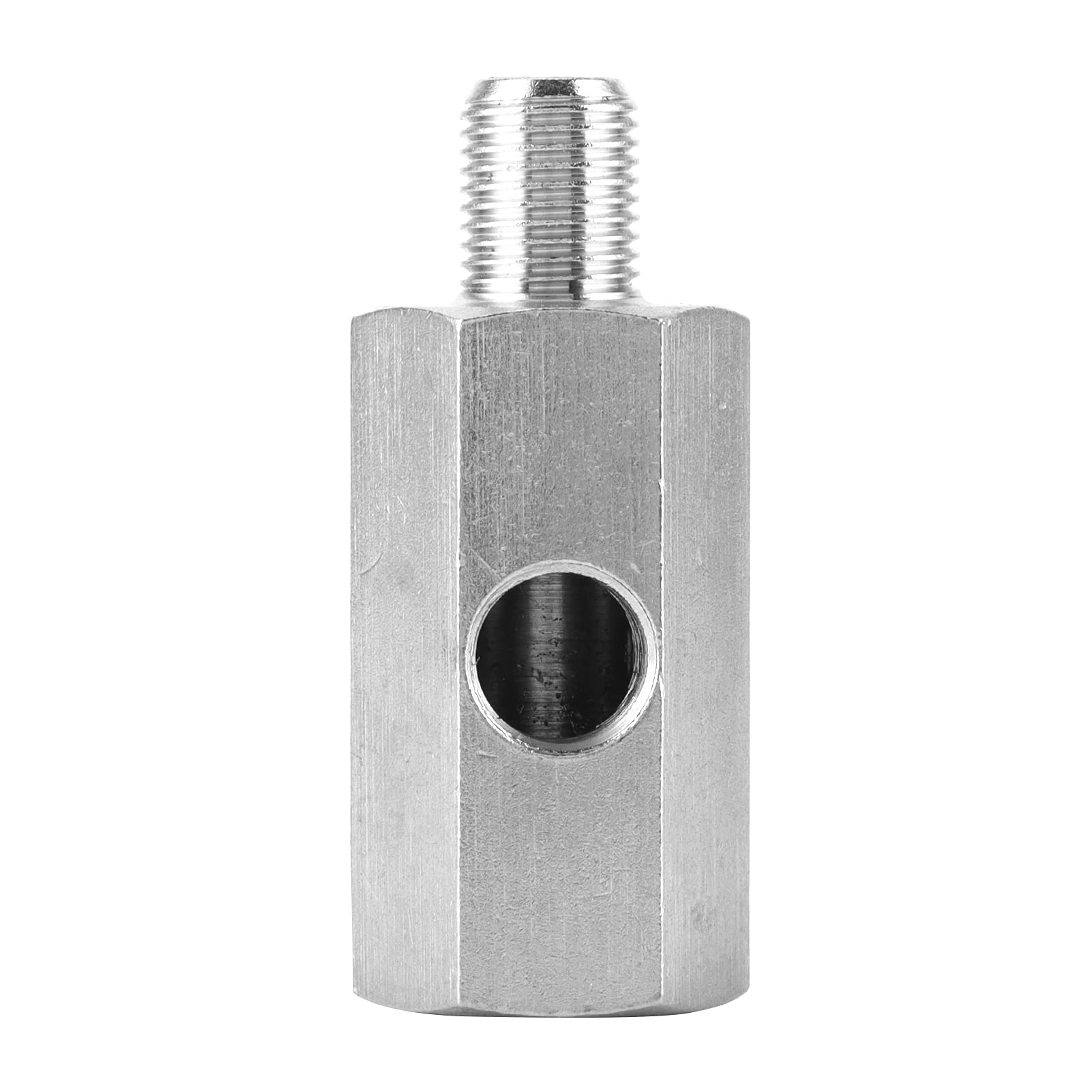 Aramox Adattatore NPT Maschio a Femmina, Adattatore per Sensore di Pressione Dell'olio Tee a Tre Vie Maschio a Femmina 1/8 Pollici a M10x1.0 Turbo Connettore per Manometro della Linea di Alim