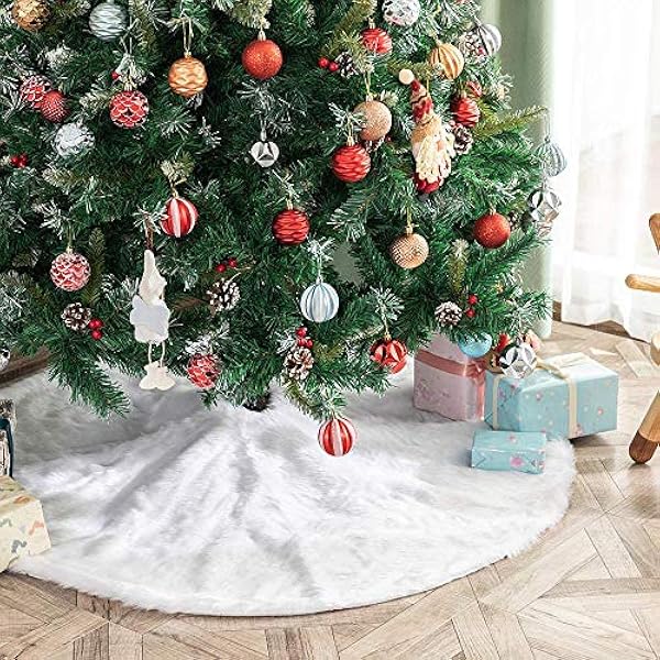 Gohist - Decorazione per albero di Natale, 90 cm, in peluche, colore: Bianco